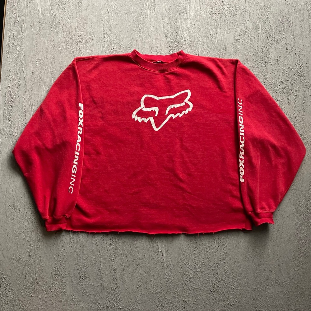 Vintage Fox Racing Logo Sweatshirt Mens XXL Red 90s Fox Racing Inc